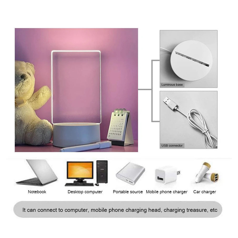 LED Acrylic Message Board Night Light