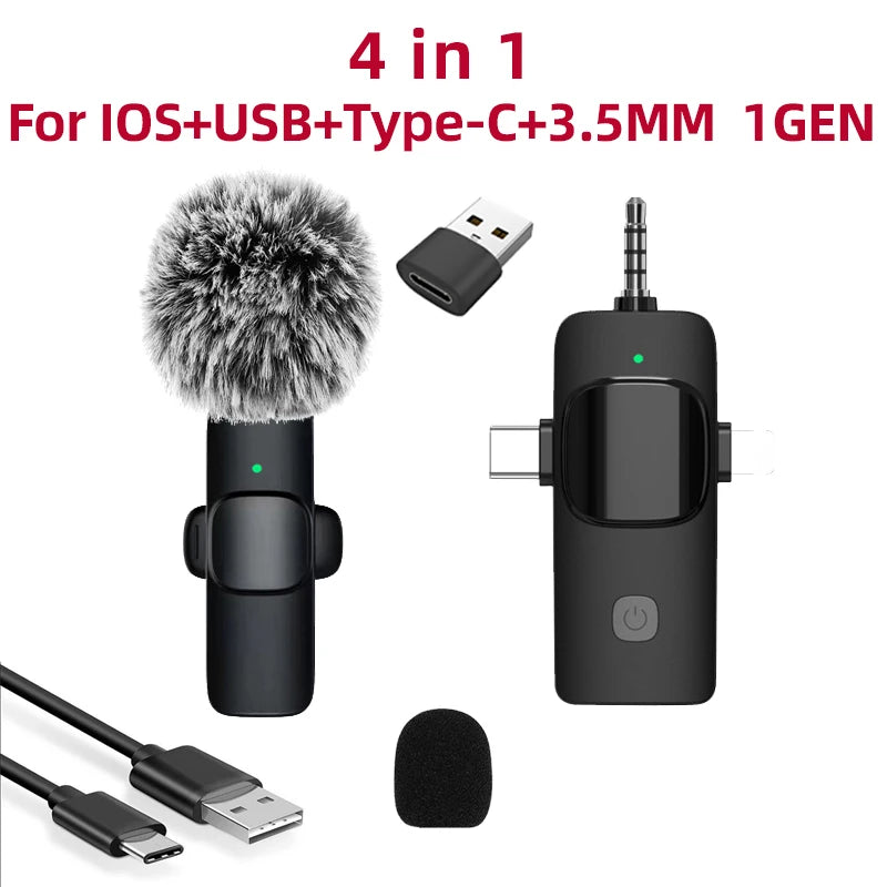Wireless Lavalier Microphone 4-in-1