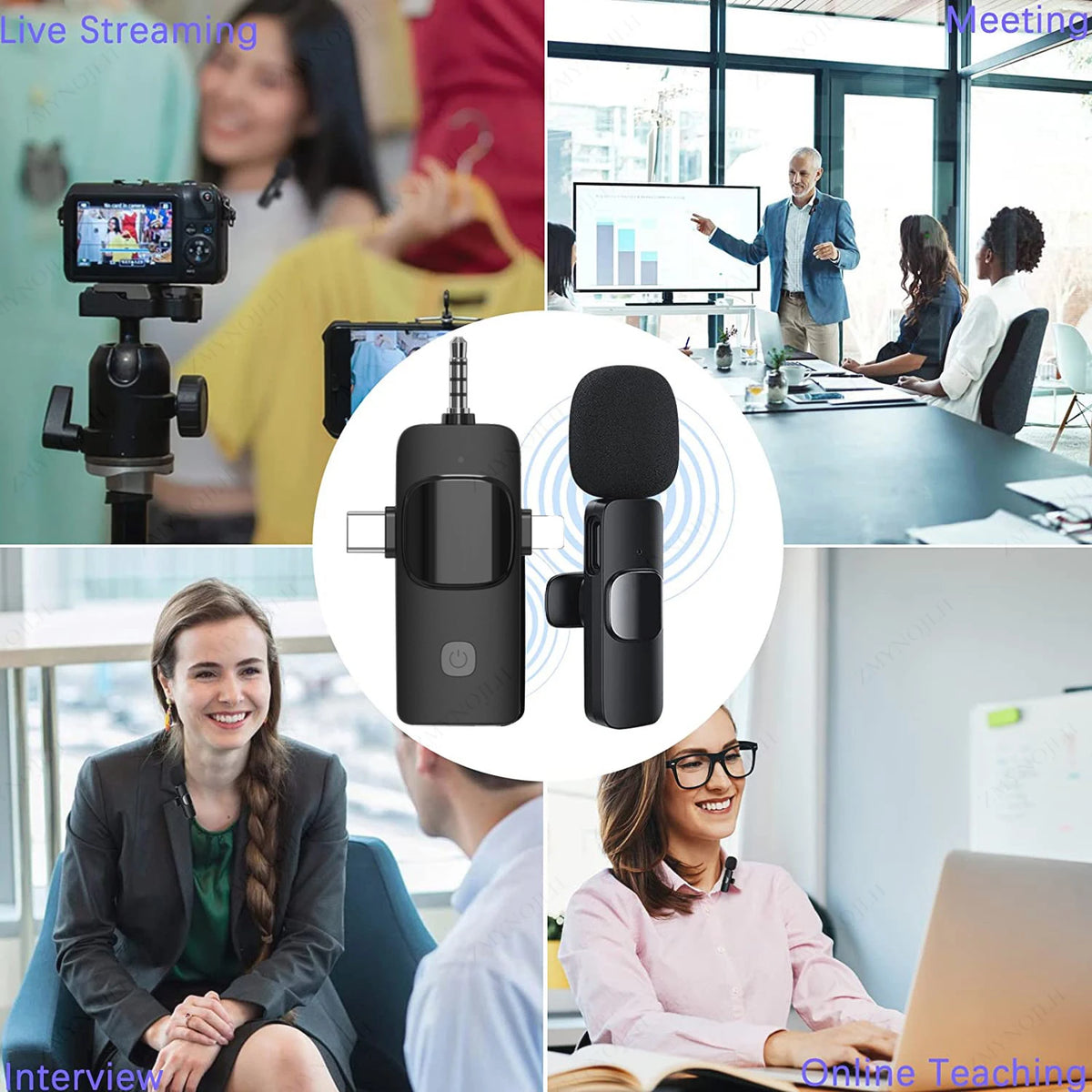 Wireless Lavalier Microphone 4-in-1