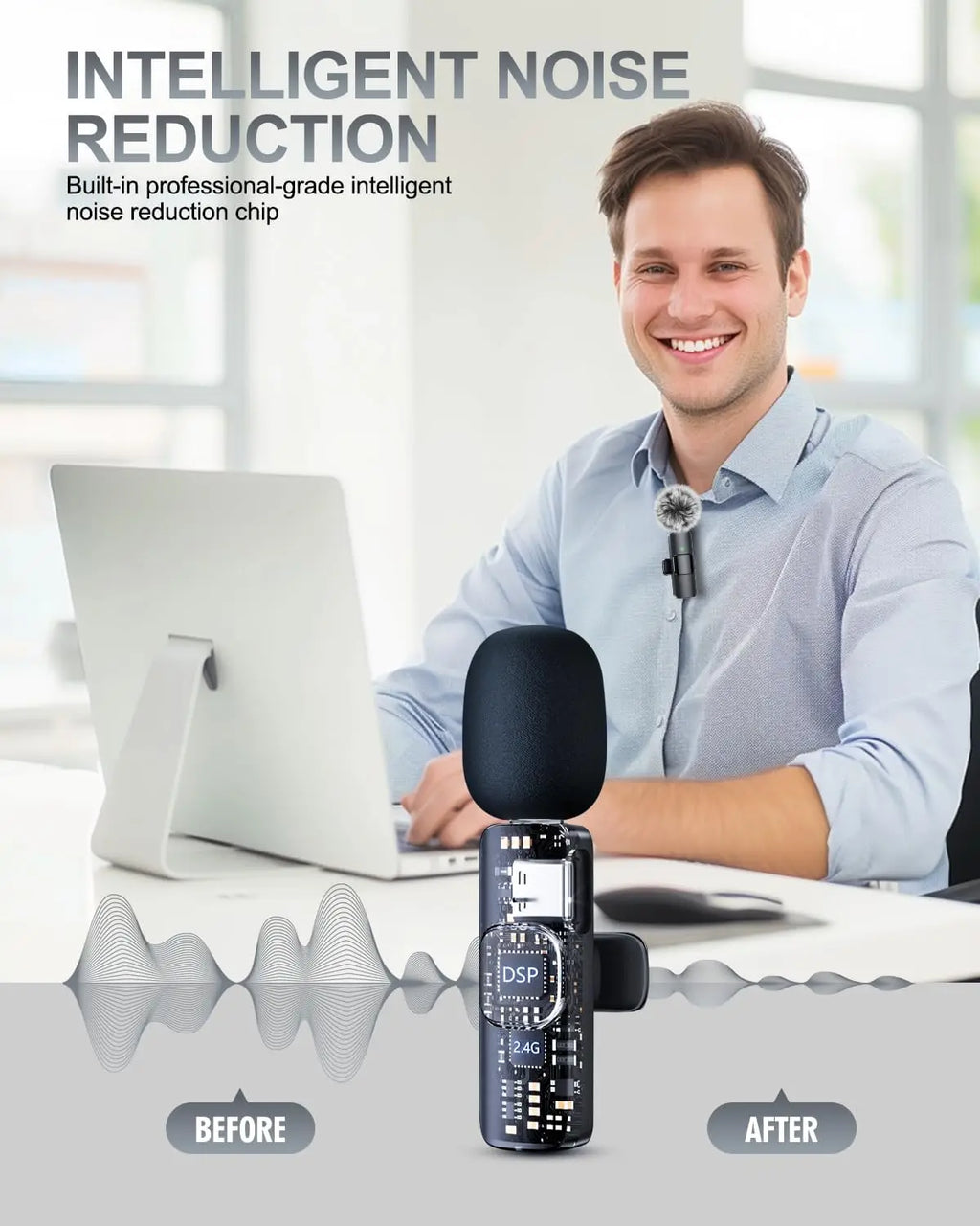 Wireless Lavalier Microphone 4-in-1