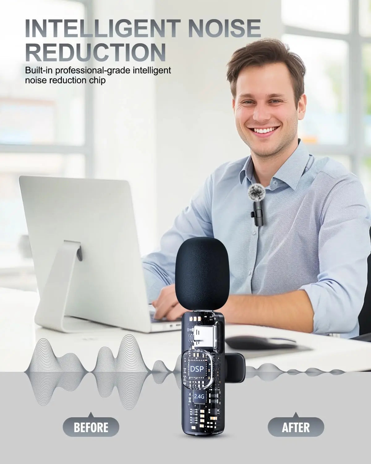 Wireless Lavalier Microphone 4-in-1