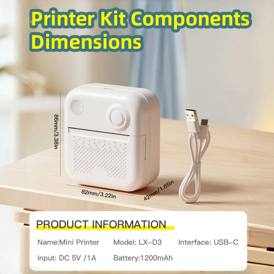 Dolewa D3 Mini Portable Thermal Printer