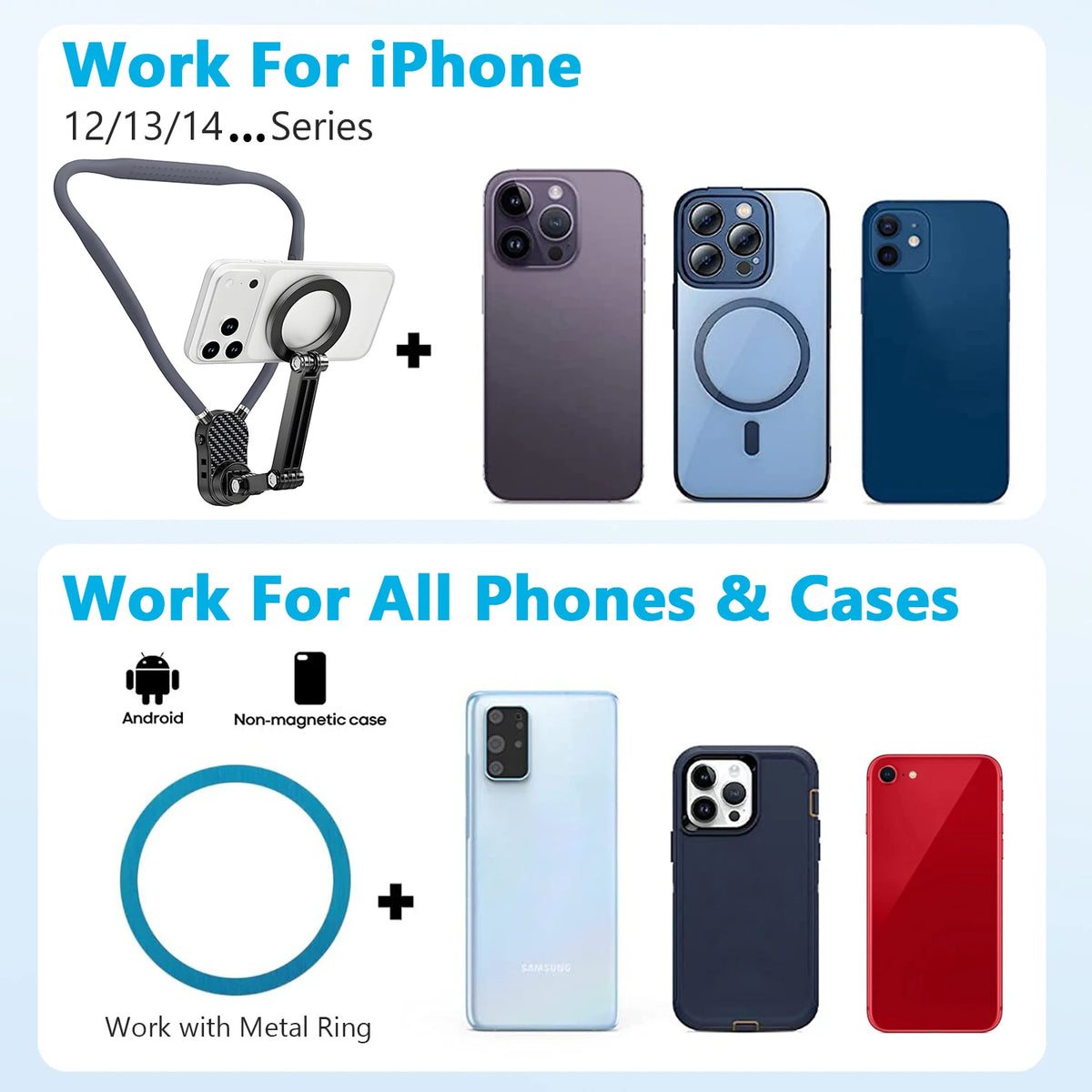 360° Magnetic Hands-Free Neck Phone Mount