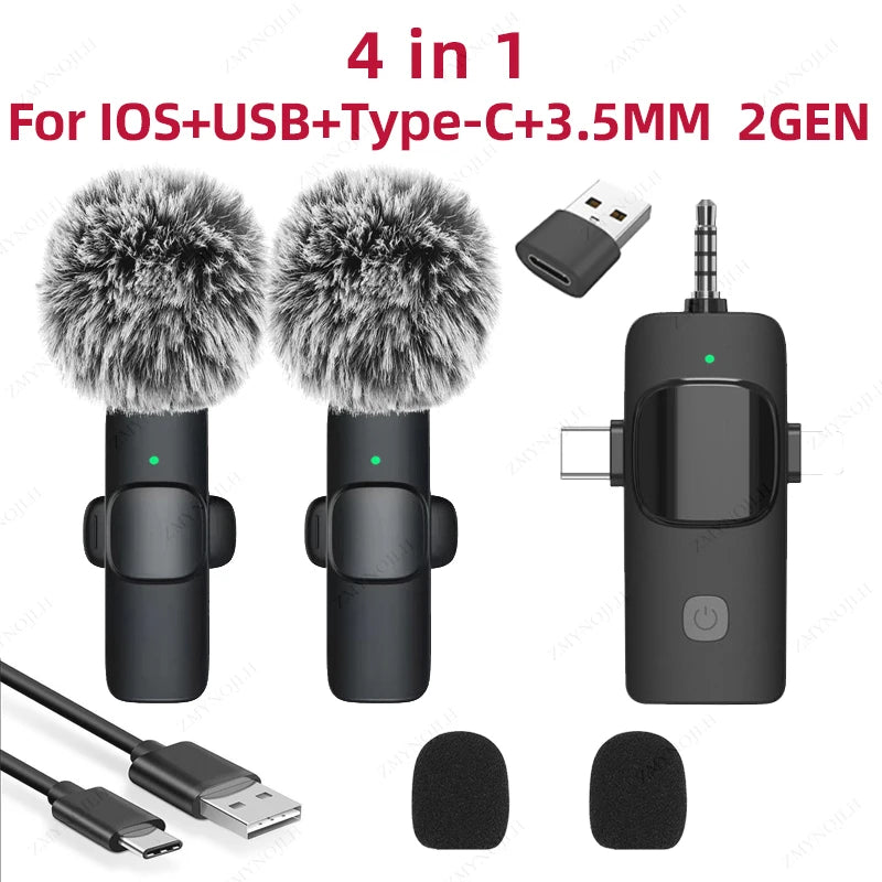 Wireless Lavalier Microphone 4-in-1