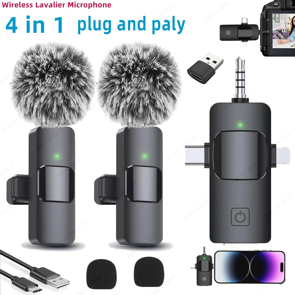 Wireless Lavalier Microphone 4-in-1